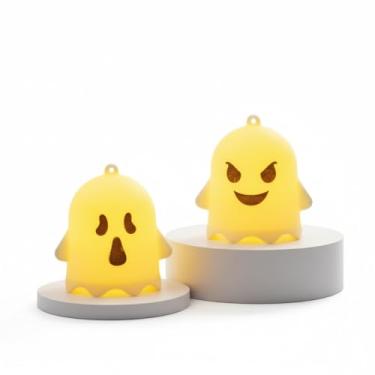Imagem de Luminária LED Fantasma para Halloween, Decoração de Mesa Brilhante em Formato de Fantasma, Luz Amarela