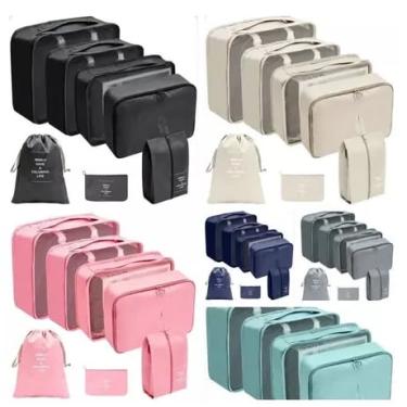 Imagem de Kit Organizador de Malas para Viagem 7 Peças diferentes - Conjunto Completo para Organizar Roupas, Maquiagem, Sapatos e Acessórios - Necessaire e Bolsas para Bagagem Organizada Cor: Aleatória