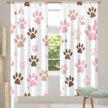 Imagem de 2 conjuntos de painéis com estampa de pata de gato lindas cortinas transparentes arejadas com filtragem leve painéis de cortina leve cortina de porta para janela para sala de estar, quarto, jantar