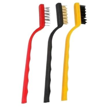 Imagem de Kit 3 Escovas De Limpeza Aço Latão Nylon Com Raspador Multifuncional Para Forno Grelha Fogão Box Piso Vidro Ferramentas Limpeza Profissional(1 KIT ESCOVA)