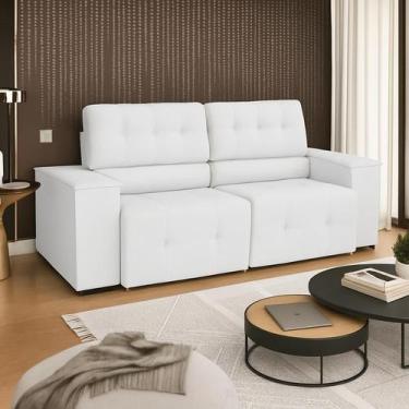 Imagem de Sofá Vicenza 3 Lugares Retrátil Sala de Estar 175cm Suede Branco - INC