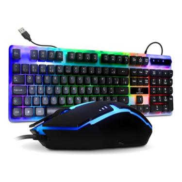 Imagem de Kit Gamer com Teclado Semi Mecânico LED RGB, Mouse 3200 DPI 7 Botões, Compatível com Windows, Linux e Mac, Plug & Play