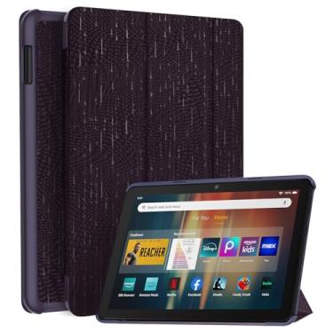 Imagem de SANROEIT Nova capa para tablet de 8 polegadas, capa inteligente com suporte triplo com parte traseira rígida de policarbonato e ativação automática/hibernação, roxo escuro