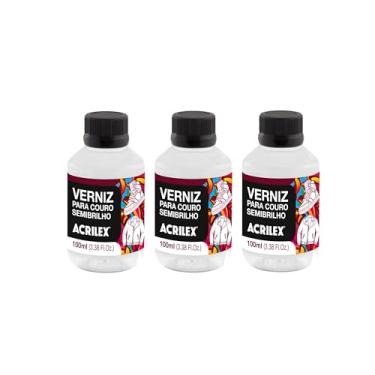 Imagem de Kit com 3 Verniz Para Couro Semibrilho Acrilex 100ml – Acabamento Profissional, Base Água, Proteção Duradoura para Couro Natural e Sintético