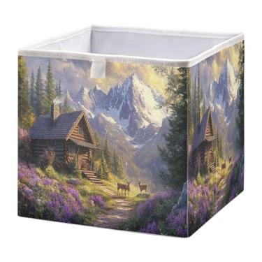 Imagem de SEHANY Cesto de armazenamento dobrável Mountains Lanscape, organizador de tecido grande, dobrável, para roupas, brinquedos, livros, armário, berçário, 38 x 27 x 17 cm