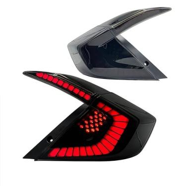 Imagem de LANDWAKE Luzes traseiras de LED dinâmicas sequenciais para Honda Civic Sedan 2016-2021 10º - 1 par de montagem fumê com animação de inicialização | Atualização direta (não serve para Hatchback, Sedan