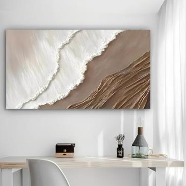 Imagem de Waves On Shore Arte de parede em tela rústica - Pôster sem moldura de 30 x 61 cm - Decoração de casa e escritório para sala de estar, quarto, cozinha e café