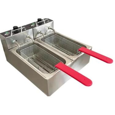 Imagem de Fritadeira Elétrica Profissional a óleo 2 Cubas 8 Litros 110v Com Tamp