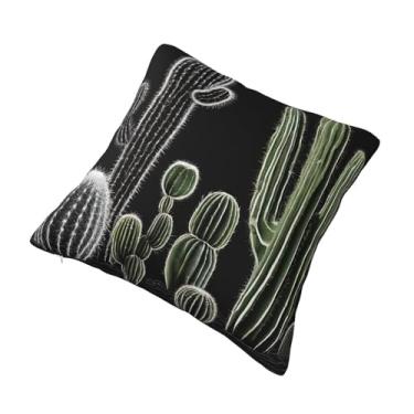 Imagem de Planta suculenta - Almofada quadrada decorativa estampada - Design reversível, zíper oculto, poliéster macio para sofá, cama e carro - Hipoalergênico 50,8 cm x 50,8 cm