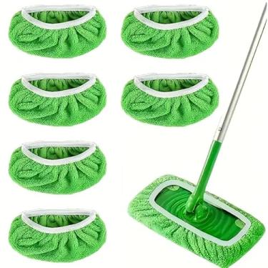 Imagem de Almofadas de esfregão de microfibra reutilizáveis para esfregão Swiffer - Panos de limpeza a seco e panos úmidos para limpeza doméstica - Almofadas úmidas laváveis para esfregar pisos