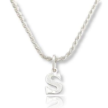 Imagem de Colar Cordão Baiano Prata Maciça 925 C/ Pingente Letra M - Lojas La&Ny