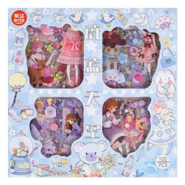 Imagem de EAMOTOL Cute Journaling Stickers Gift Box Set - 100 Sheets PET Cartoon Kawaii Girl Decorative Clipping Sticker for Scrapbooking Bullet Journals Notebook Calendars Decal Arts Card Kids DIY Crafts