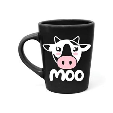 Imagem de Caneca de Porcelana Preta 270ml Moo Vaquinha – Moderna, Divertida e Ideal para Café