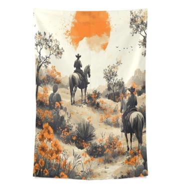 Imagem de STAYTOP Tapeçaria de parede de caubói do deserto ocidental tapeçarias para decoração de casa decoração de dormitório sala de estar quarto tapete de parede (80 × 60 pol)