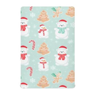 Imagem de Burbuja Lençol de berço de árvore de boneco de neve para meninos e meninas, lençol com elástico 71 x 132 cm para colchões de berço padrão e infantil, macio e respirável