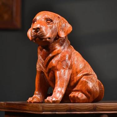 Imagem de FENNYYAR Estatueta de cachorro esculpida em jacarandá estátua de animal do zodíaco chinês, 20 cm 19,8 cm, decoração de escritório