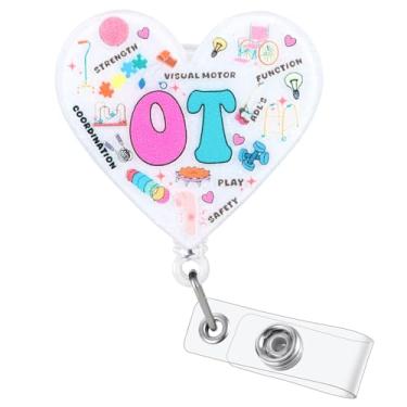 Imagem de Carretel de crachá engraçado OT | Porta-crachá retrátil para terapeuta ocupacional | Etiqueta de nome Clipe de crachá de trabalho médico para terapia ocupacional RN LPN CNA MA enfermeira médica |