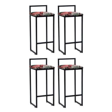 Imagem de 4 banquetas para churrasqueira e bar rosalia-estampa bar - GAT MAGAZIN