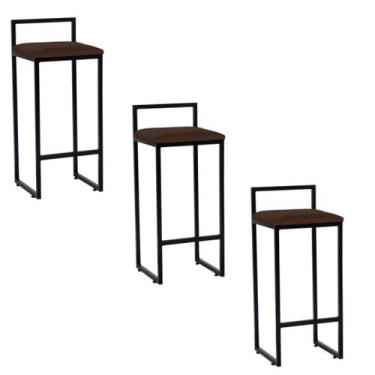 Imagem de 3 banquetas para churrasqueira e bar rosalia-assento marrom - GAT MAGA