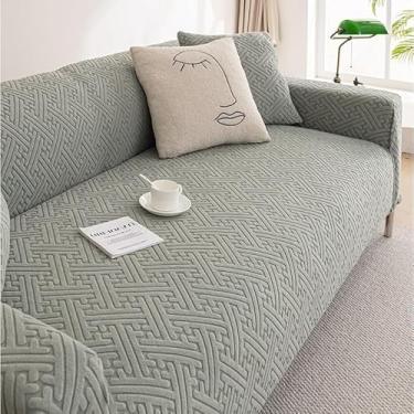 Imagem de Capa de sofá 1, 2, 3, 4 e 5 lugares, protetor móveis veludo grosso luxo, capa cor sólida, elástica para cadeira reclinável(Green,5-seat 305-350cm)