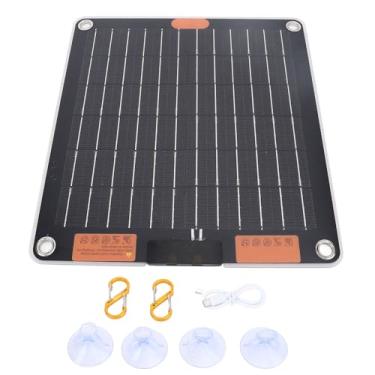 Imagem de Painel solar de saída dupla 20 W de alta eficiência portátil ultrafino dupla face carregador de geração de energia TIPO C para viagens, acampamento, atividades ao ar livre,