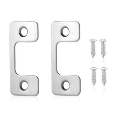 Imagem de 2 placas de segurança para portas externas, furo grande de 5,7 x 2,5 cm, placa de trava de segurança ajustável para fechaduras e fechaduras eletrônicas, ferragens de segurança de porta de aço