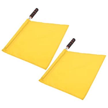 Imagem de Zerodis Conjunto de Bandeira de árbitro de Atletismo, Bandeiras de Mão de Bandeirinha de 2 Peças para Futebol, Futebol, Banner Esportivo (Amarelo)