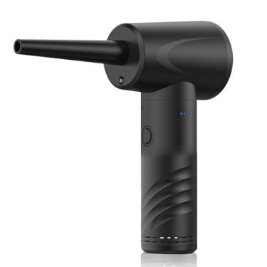 Imagem de Luocute Espanador de Ar Elétrico, Soprador de pó Sem Fio de Alta Velocidade de 53.000 RPM Com 6 Bicos, Soprador de Ar Recarregável para Teclado de Computador, Carro, Casa, Escritório, (BLACK)