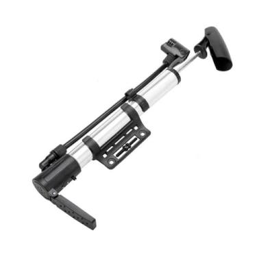Imagem de Bomba de Ar Manual com Suporte, Alumínio e Plástico, 34cm, Multiuso, Bicos Intercambiáveis Fino e Grosso, para Pneus e Infláveis