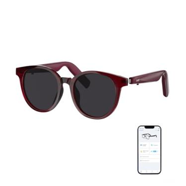 Imagem de GetD Óculos de sol inteligentes, lentes polarizadas redondas Bluetooth para mulheres e homens com alto-falante, tradutor de IA de óculos de música, vida útil da bateria 11H, controle de voz, óculos