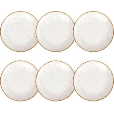 Imagem de Conjunto 6 Pratos Rústicos Tramontina Rasos 28cm Porcelana Marrom Deco