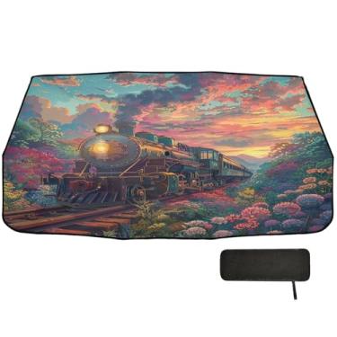Imagem de Guarda-sol de carro de trem de verão guarda-chuva de para-brisa proteção de isolamento térmico retrátil para janela de carro 147 x 75 cm acessórios interiores de carro