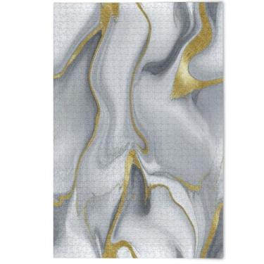 Imagem de Quebra-cabeças para adultos em ouro cinza estético, 500 peças, presentes de quebra-cabeça de jogos tecnológicos, quebra-cabeças interessantes, paisagem, arte animal, 500 peças, 52 x 37,8 cm