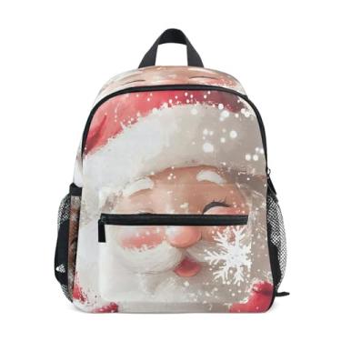 Imagem de GAIGEO Christmas Cute Santa Claus Mini Kids Backpack with Whistle, 2 Bottle Pockets, Lightweight, Kids Travel Backpacks 10x4x12 In, for Ages 3-8