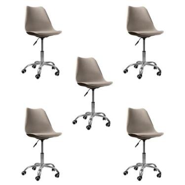 Imagem de Cadeira Office Base Cromada com Rodízio Giratória Saarinen - Oficial W