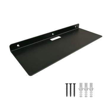 Imagem de YUjieSTC Prateleiras flutuantes para parede, pequenas prateleiras pretas para banheiro, sala de estar, quarto, decoração de cozinha (preta, prateleira flutuante de 40,6 cm)
