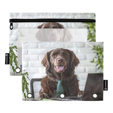 Imagem de GAIGEO Fichário de escritório para laptop, negócios, 3 anéis, bolsa para lápis, estojo para canetas, fichário com zíper, sala de aula, bolsos transparentes, 25 x 18 cm, 2 pacotes