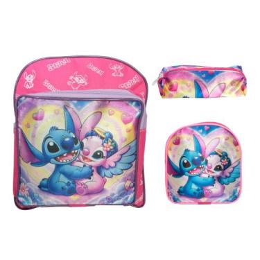Imagem de Kit Mochila Infantil Feminina Alça Costas Lancheira Pequena - Plike