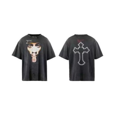 Imagem de Camiseta Casual De Algodão Unissex De Verão SAINT 2SS 2PAC Joint High 