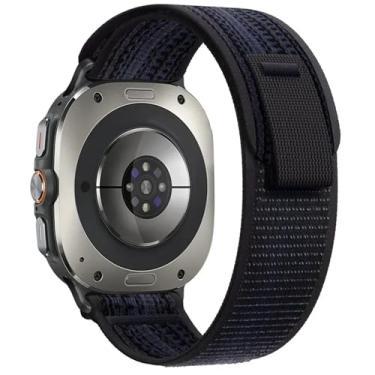 Imagem de KGFCE Pulseira de nylon para samsung galaxy watch ultra 47mm, pulseira esportiva sem lacunas para samsung watch ultra band correa(Black blue)