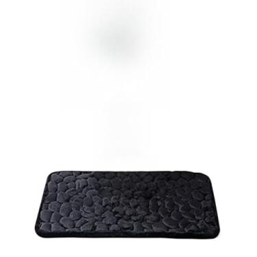 Imagem de Tapete absorvente macio de microfibra antiderrapante para cozinha ou banheiro e quarto(padrão de pedra preta)