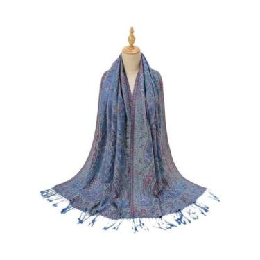 Imagem de Lenço Hijab Retro De Tamanho Grande Para Mulheres Com Estampa Paisley 