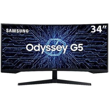 Imagem de Monitor Gamer Curvo Samsung Odyssey 34", WQHD, 165Hz, 1ms, Tela Ultrawide, HDMI, Display Port, Freesync Premium, Preto, Série G5