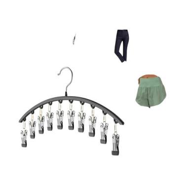 Imagem de Cabide De Metal Curvo Para Calças De Yoga Com 10 Prendedores De Roupa,
