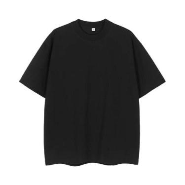 Imagem de Camiseta Masculina De Verão Oversized 260GSM Moda Coreana Manga Curta 