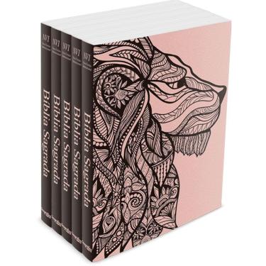 Imagem de Kit com 5 Bíblias do Leão Rosa - Brochura - NVI