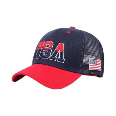 Imagem de Boné De Beisebol Ajustável De Algodão Com Rede Bordado Com a Bandeira 