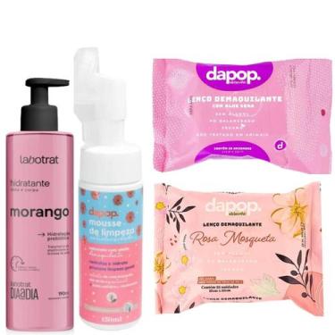 Imagem de Kit Básico Skincare Viagem Lenço Aloe Vera/Rosa Mosqueta/Mousse De Lim