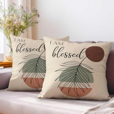 Imagem de YucZiken Conjunto de 2 capas de almofada com citação inspiradora 45,7 x 45,7 cm | Capas de almofada decorativas modernas minimalistas para quarto, sofá e sala de estar | Fronhas positivas para