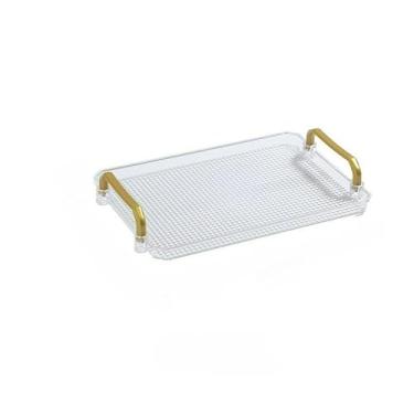 Imagem de Bandeja Decorativa Espelhado ou Marmorizado Multiuso Retangular ou Redonda em Metal Dourado ou Rosê(30x21.3x4.7cm)